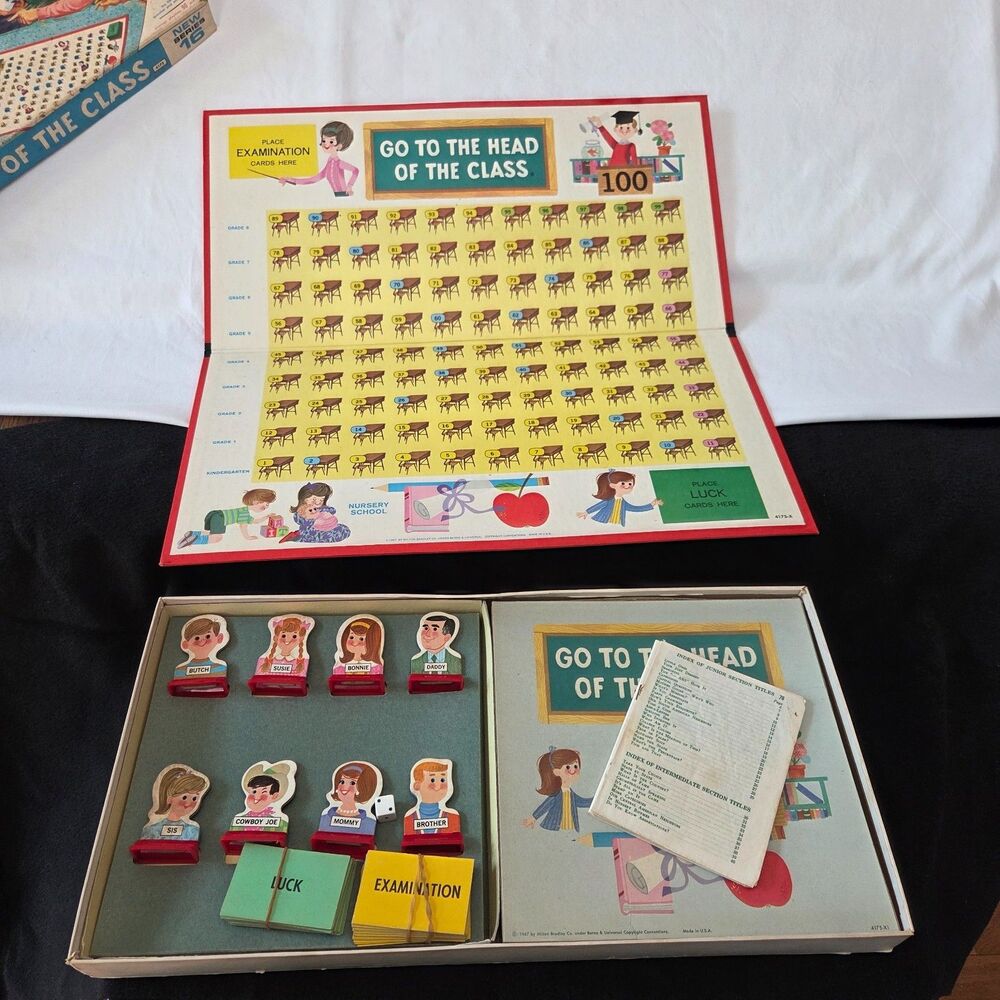 Vintage 1967 Go To The Head Of The Class Game Milton Bradley COMPLETE Board Game